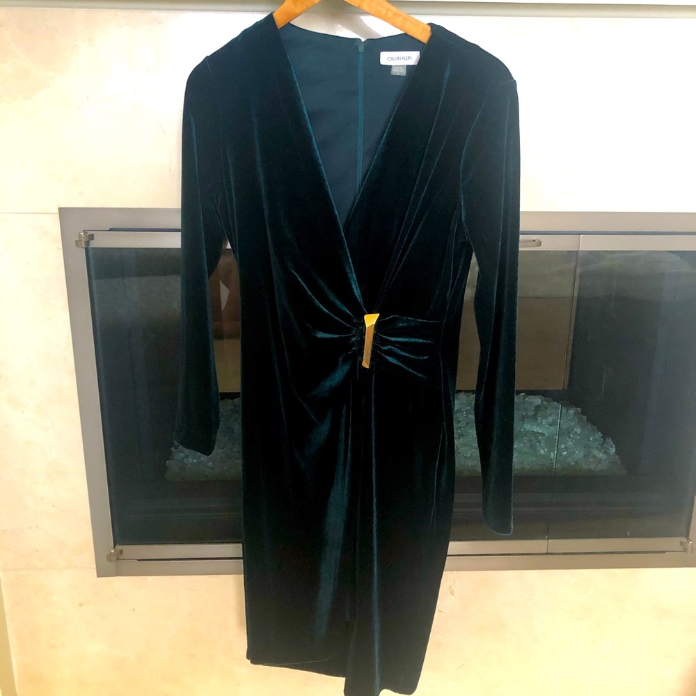 EUC Calvin Klein Velvet Faux Wrap Dress